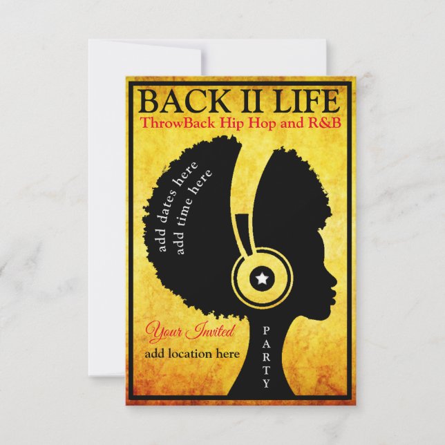 Throwback Hip Hop and R&B Invitation Flat Card (Front)