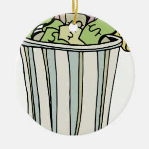 Throwing Money Away Cartoon Ceramic Ornament