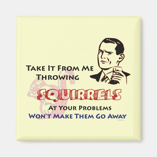 Throwing Squirrels Retro Humour Refrigerator Magne Magnet (Front)