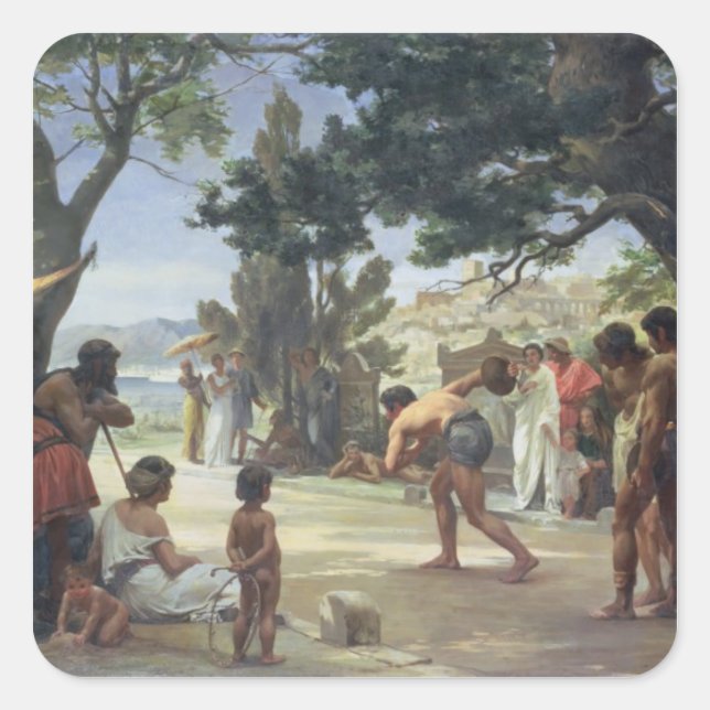 Throwing the Discus, 1875 Square Sticker (Front)