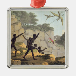 Throwing the Spear, aborigines hunting birds from Metal Ornament