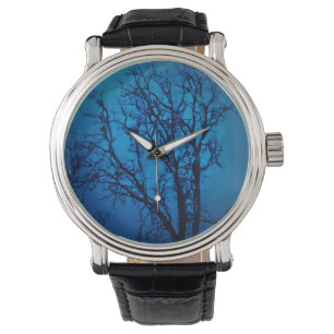 Thru The Glass, Weeping Tree Abstract Art Blue Watch