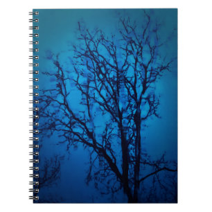 Thru The Glass, Weeping Tree Blue Abstract Art Notebook