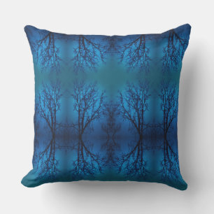 Thru The Glass, Weeping Tree Blue Forest Abstract Cushion