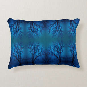 Thru The Glass, Weeping Tree Blue Forest Abstract Decorative Cushion