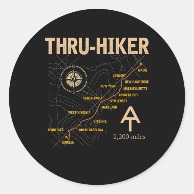 Thruh Hiker Appalachian Trail Hiking  Classic Round Sticker (Front)