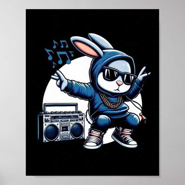 Thug Bunny Gangster Rabbit Break Dancing 80's Danc Poster (Front)
