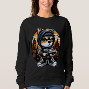 Thug Chihuahua Dog With Gun Gangster Chihuahua Fun Sweatshirt