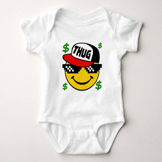 Thug Emoticon Baby Bodysuit (Front)