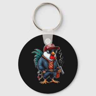 Thug Gangster Aggressive Rooster Chicken Lovers Fa Key Ring