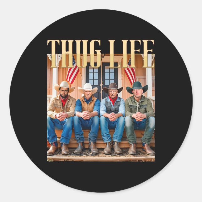 Thug Life Trump Vance Kennedy Elon 1  Classic Round Sticker (Front)