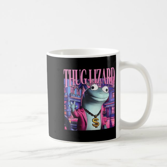Thug Lizard Funny Weirdcore Animal Lizard Lizard L Coffee Mug (Right)