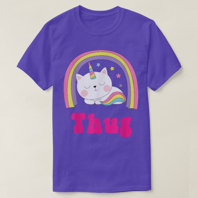 Thug Shirts  Sarcastic Retro Rainbow Funny Unicorn (Design Front)