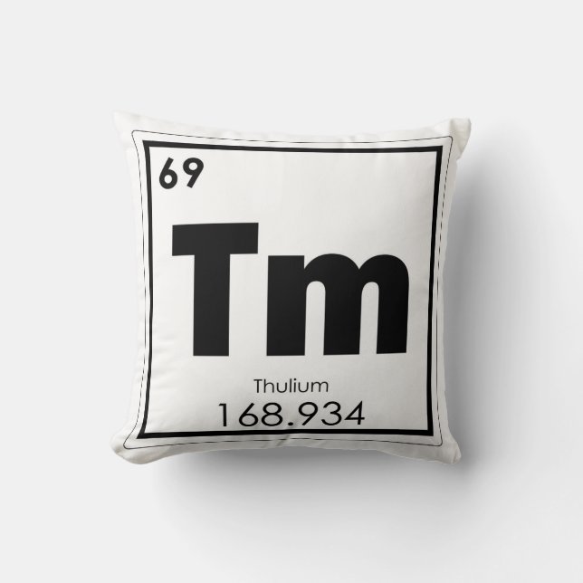 Thulium chemical element symbol chemistry formula cushion (Front)