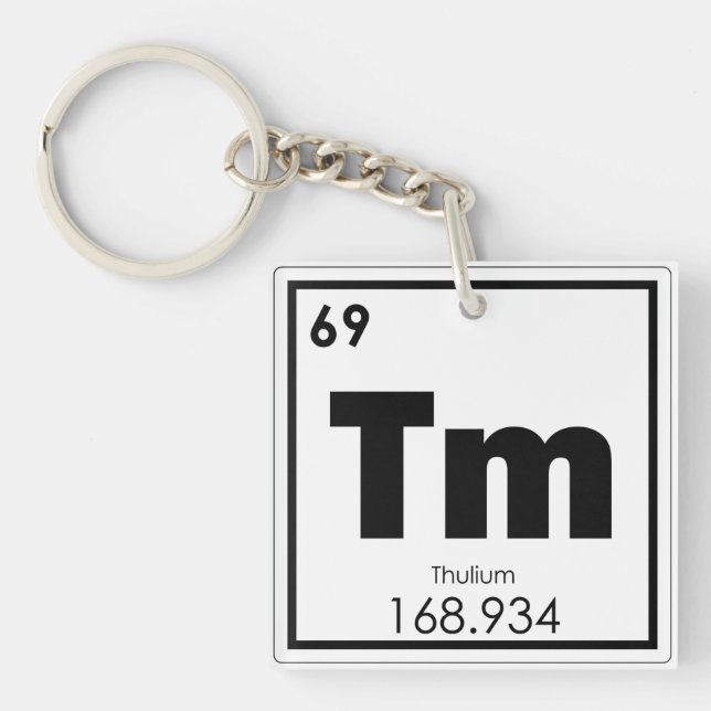 Thulium chemical element symbol chemistry formula key ring (Front)
