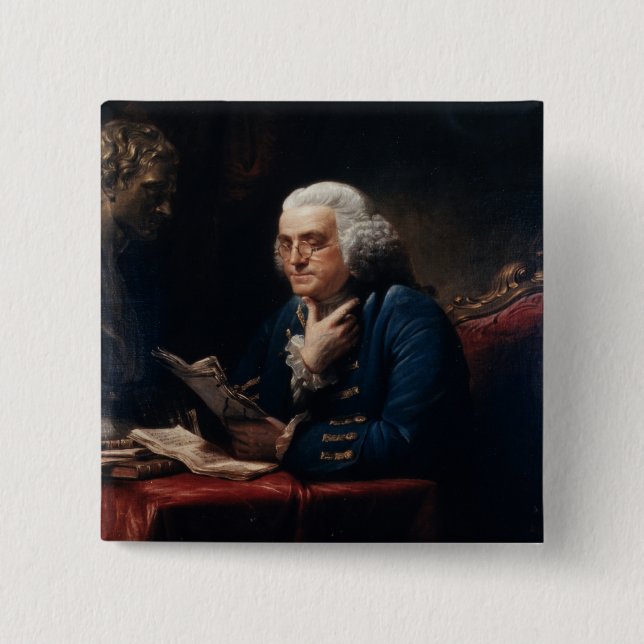 Thumb Portrait, Benjamin Franklin Founding Father 15 Cm Square Badge (Front)