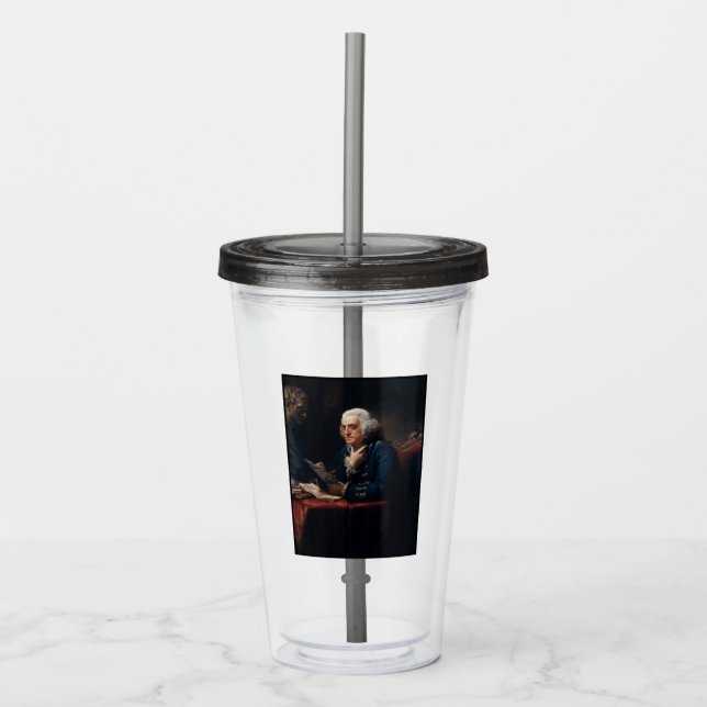 Thumb Portrait, Benjamin Franklin Founding Father Acrylic Tumbler (Front)
