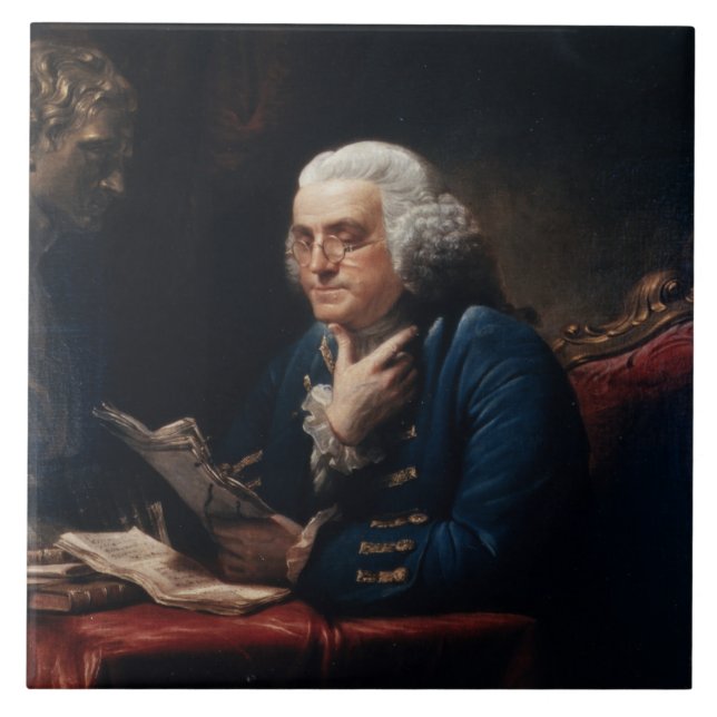 Thumb Portrait, Benjamin Franklin Founding Father Ceramic Tile (Front)