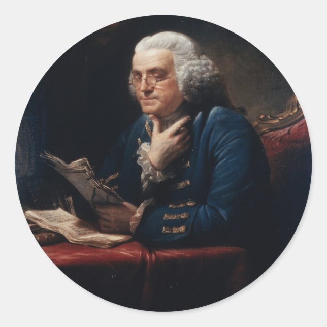 Thumb Portrait, Benjamin Franklin Founding Father Classic Round Sticker (Front)