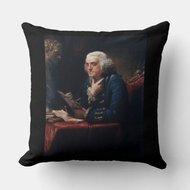 Thumb Portrait, Benjamin Franklin Founding Father Cushion (Front)