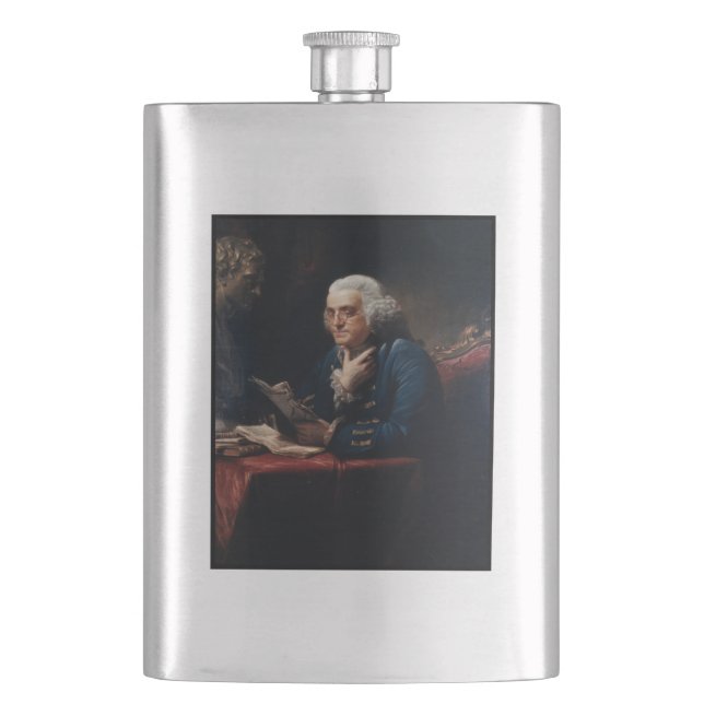 Thumb Portrait, Benjamin Franklin Founding Father Hip Flask (Front)