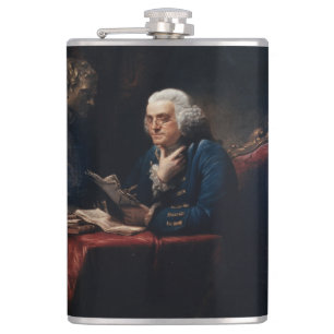 Thumb Portrait, Benjamin Franklin Founding Father Hip Flask