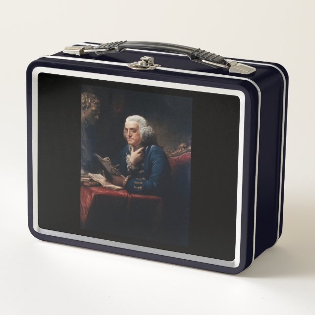 Thumb Portrait, Benjamin Franklin Founding Father Metal Lunch Box (Front)