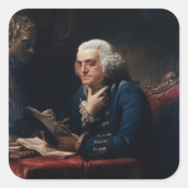 Thumb Portrait, Benjamin Franklin Founding Father Square Sticker (Front)