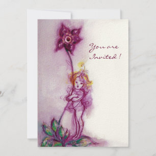 THUMBELINA 2 ,pink purple cream felt Invitation