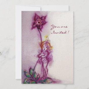 THUMBELINA 2  ,pink purple gold metallic Invitation