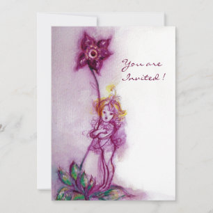 THUMBELINA 2  ,pink purple white Invitation