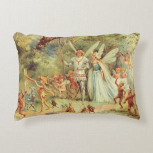 Thumbelina and Prince Wedding, Vintage Fairy Tales Decorative Cushion