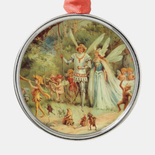 Thumbelina and Prince Wedding, Vintage Fairy Tales Metal Tree Decoration
