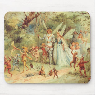 Thumbelina and Prince Wedding, Vintage Fairy Tales Mouse Pad