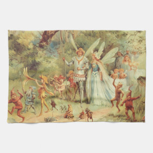 Thumbelina and Prince Wedding, Vintage Fairy Tales Tea Towel