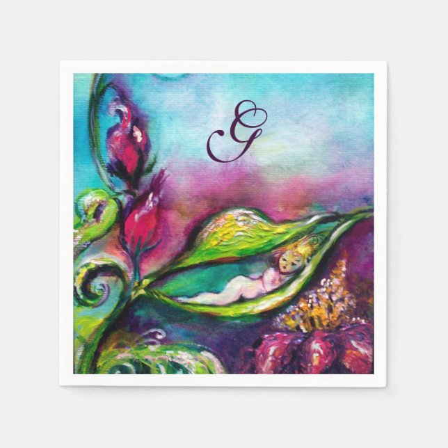 THUMBELINA BABY SHOWER MONOGRAM NAPKIN (Front)