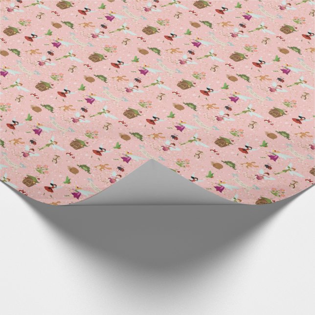 Thumbelina Fairies Flower Angels pink/gold glitter Wrapping Paper (Corner)