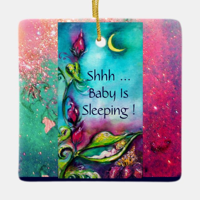 THUMBELINA ,FLOWER BASKET AND BUTTERFLY CERAMIC ORNAMENT (Front)