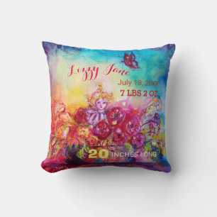 THUMBELINA IN FLOWER BASKET,BUTTERFLY Baby Status Cushion