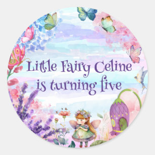 Thumbelina little fairy birthday Round Sticker
