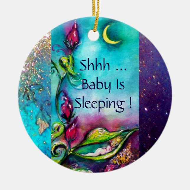 THUMBELINA  PINK RUBY HEART MONOGRAM DOOR HANGER CERAMIC ORNAMENT (Front)