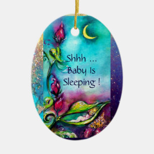 THUMBELINA PINK RUBY MONOGRAM DOOR HANGER CERAMIC TREE DECORATION