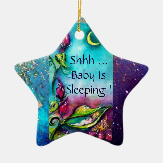 THUMBELINA  PINK RUBY STAR MONOGRAM DOOR HANGER CERAMIC ORNAMENT (Front)