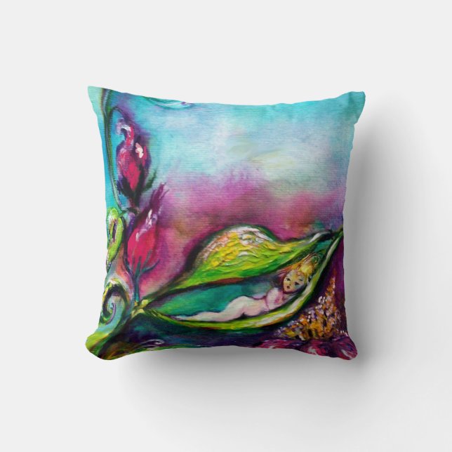 THUMBELINA SLEEPING BETWEEN ROSE LEAVES CUSHION (Front)