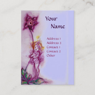 THUMBELINA WITH BLUE PURPLE FLOWER MONOGRAM BUSINESS CARD