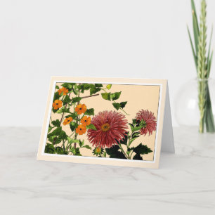 Thumbergia & Aster, Botanical Art Card