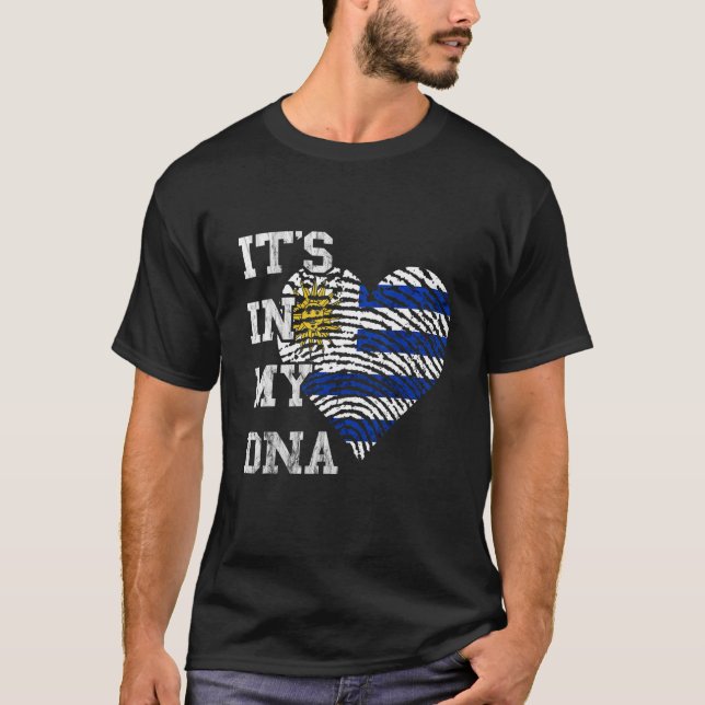 Thumbmark DNA Heart Uruguayan Roots Love Uruguayan T-Shirt (Front)