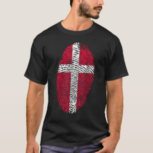 Thumbprint Fingerprint Denmark Flag T-Shirt