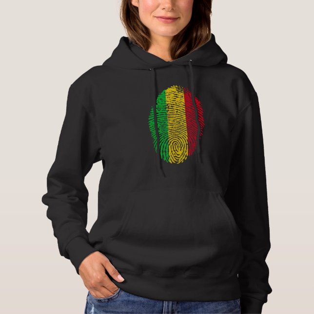 Thumbprint Fingerprint Mali Flag West Africa Hoodie (Front)
