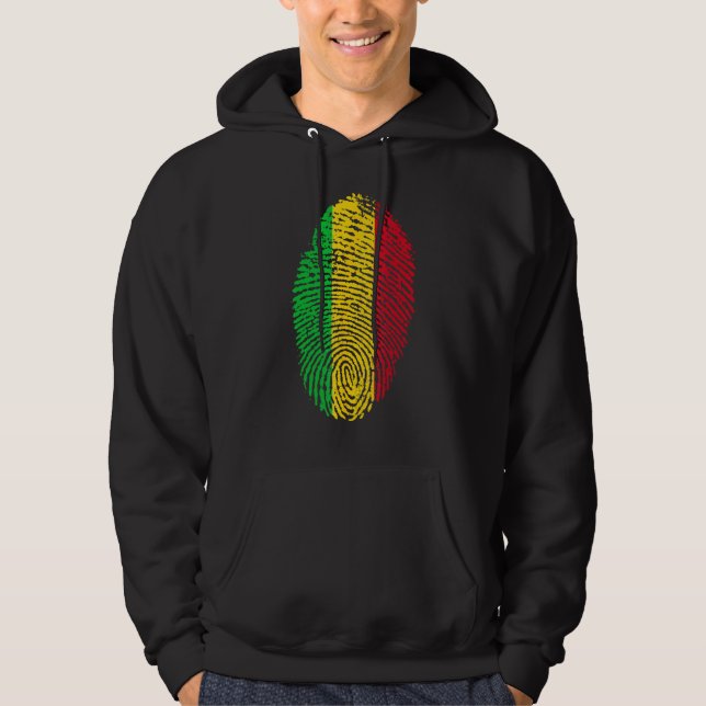 Thumbprint Fingerprint Mali Flag West Africa Hoodie (Front)